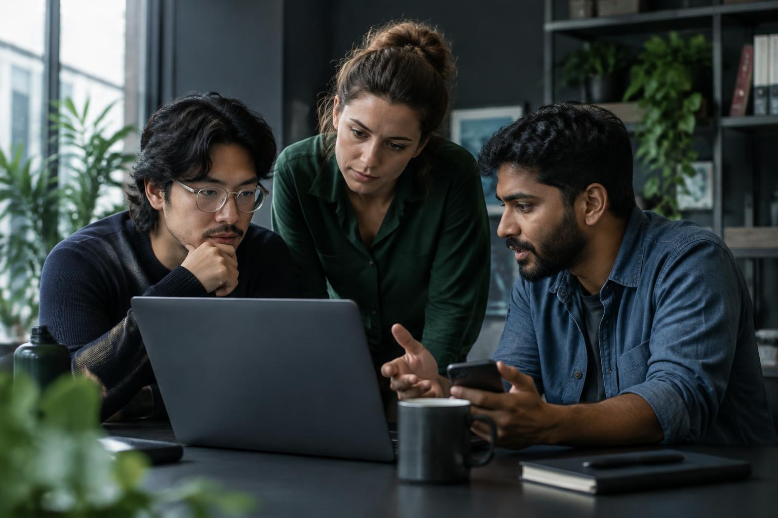 A mobile product team making a decision together
